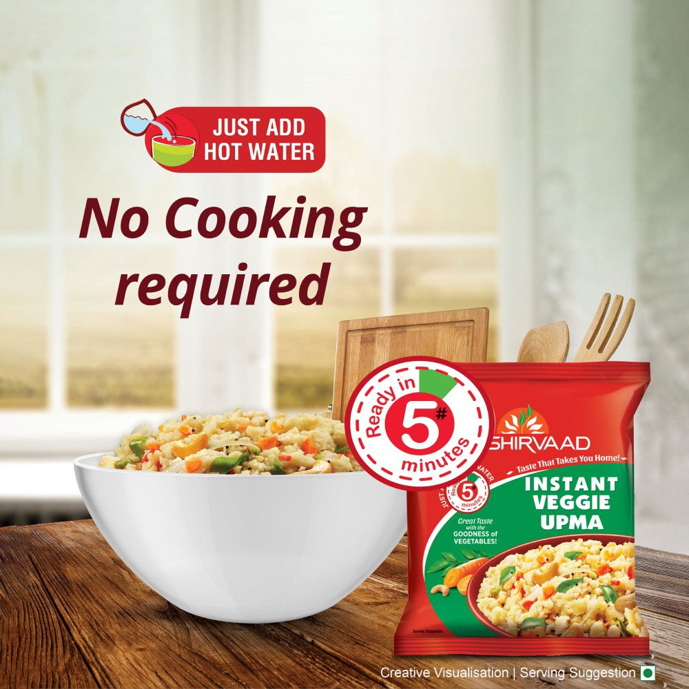 Aashirvaad Instant Veggie Upma Ready to Eat - Pack of 3 : 3 x 60 g