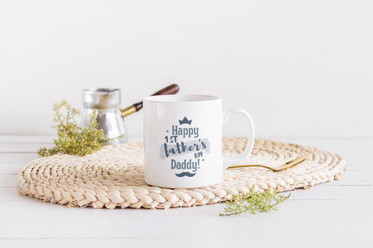 Prithvi Enterprises "Happy 1st Father's Day Daddy!" Printed Mug - 11 Ounce, White - Prithvi Enterprises