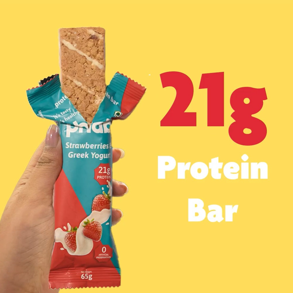 Phab Strawberries & Greek Yogurt Protein Bar - Strawberries & Greek Yogurt (High Fibre & No Added Sugar) : 3 x 65 g