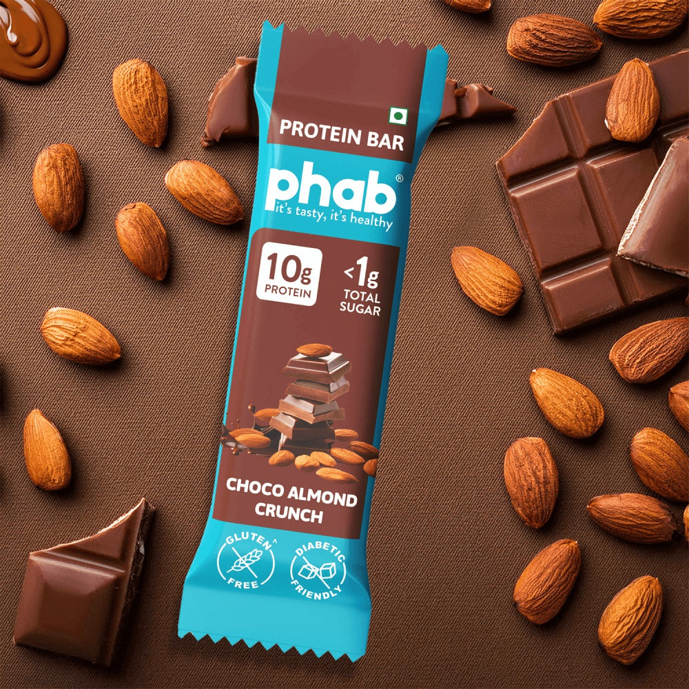 Phab Choco Almond Crunch 10g Protein Bar (Diabetic Friendly) : 3 x 50 g