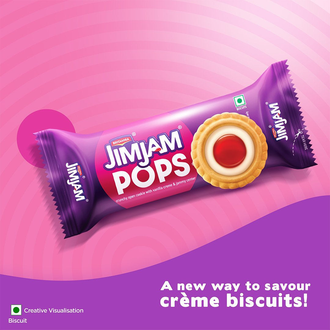 Britannia Treat Jim Jam Pops Crunchy Open Cookies : 350 g