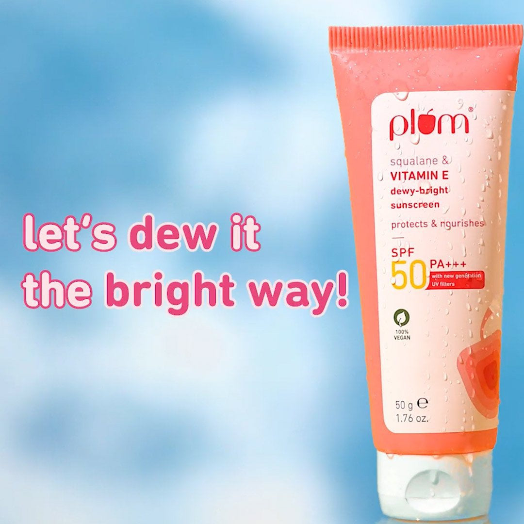 Plum Squalane & Vitamin Dewy Bright Sunscreen (SPF 50 PA +++) : 50 g