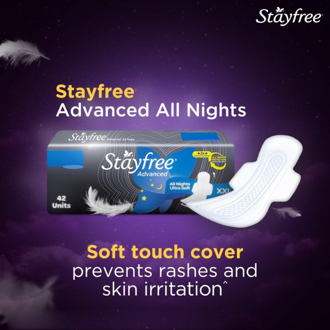 Stayfree Advance All Night Ultra Soft Sanitary Pads : 42 pieces