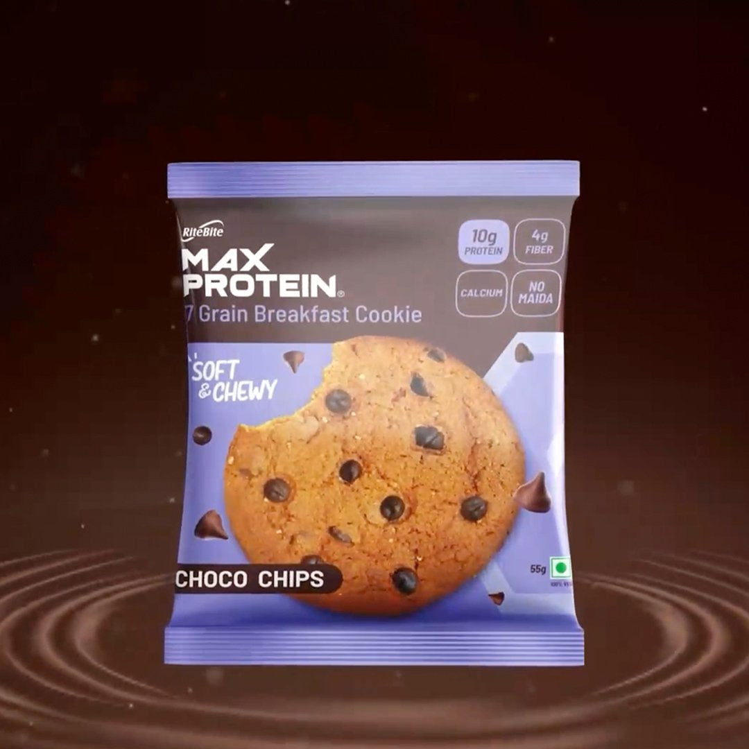 RiteBite Max Protein Choco Chips Cookies - Pack of 2 : 2 x 55 g
