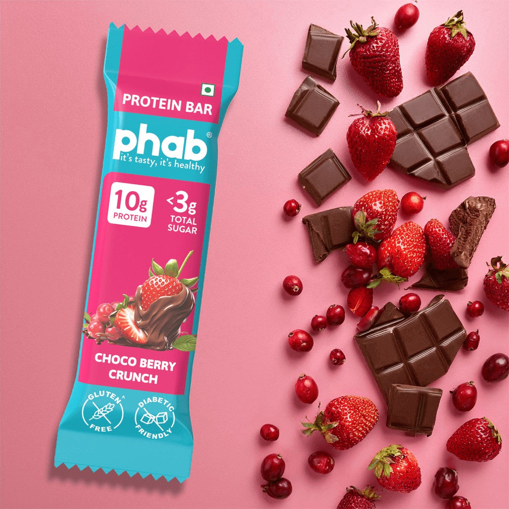 Phab Choco Berry Crunch 10g Protein Bar (Diabetic Friendly) : 3 x 50 g
