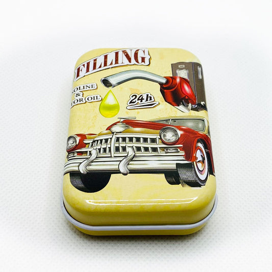 Retro Petrol Pump Design Empty Tin Box